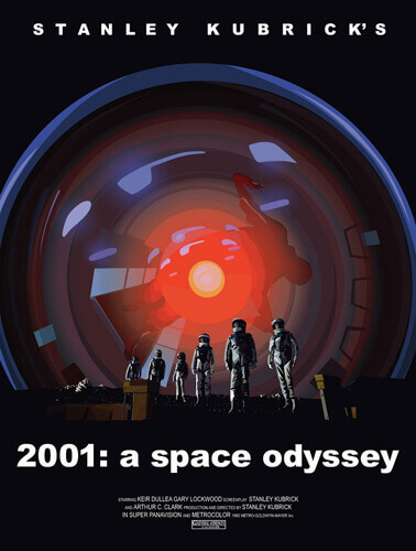Póster de '2001: Una Odisea del Espacio', una película de Stanley Kubrick en colaboración con Arthur C. Clarke.